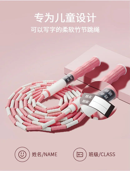 2.8M Exercise Rope Jump Rope Bamboo PVC Beginner Adult Child Soft Beaded No Tangle Segmented Fitness Skipping Cable Workout