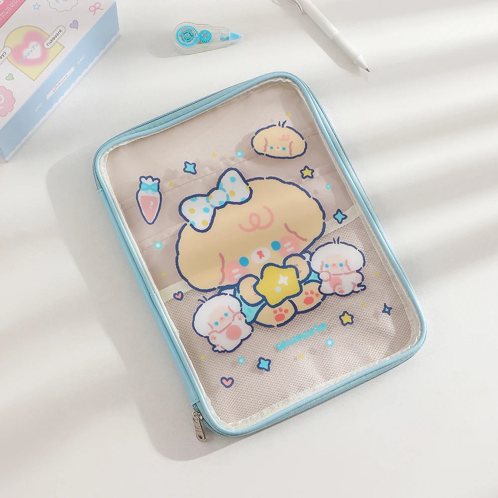 Cartoon PVC Stationary Organzier Pouch Big Capacity Storage Pens Eraser Students Pencil Bags