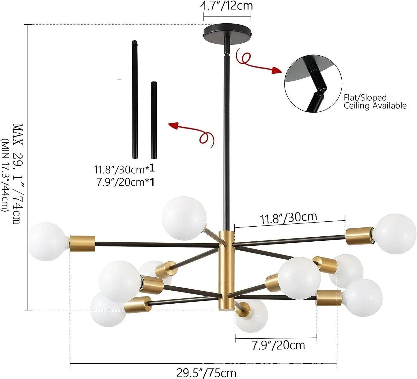 Decorative Living Room Chandelier Light 6/8/10/12 Lamps Heads Modern E27 Ceiling Chandelier Dining Room Bedroom Chandelier Lamp