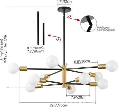 Decorative Living Room Chandelier Light 6/8/10/12 Lamps Heads Modern E27 Ceiling Chandelier Dining Room Bedroom Chandelier Lamp