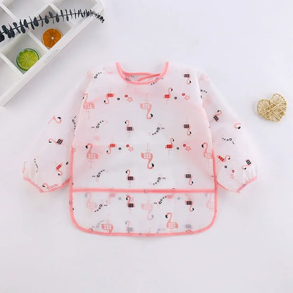 Baby Silicone Cartoon Bib 0-6 Years Soft Bibs Baby Cute Clothing Toddler BPA Free Waterproof Long Sleeve Apron