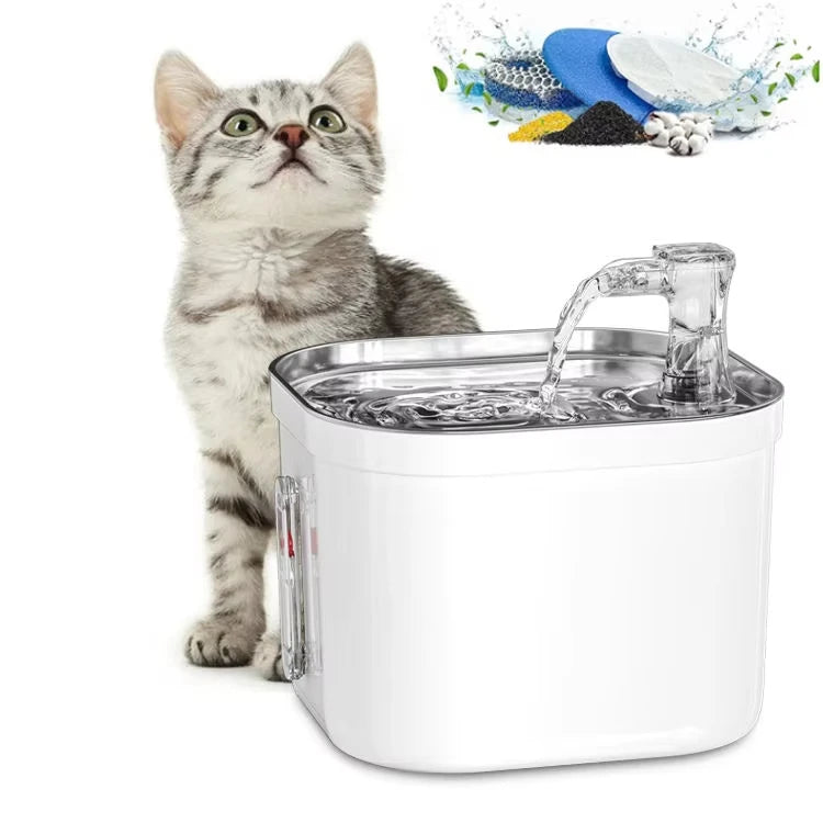Cat Water Fountain Stainless Steel Pet Water Fountain for Cats Inside 1Filters&Ultra-Quiet Pump 2.2L/73oz Dog Pet Water Fountain