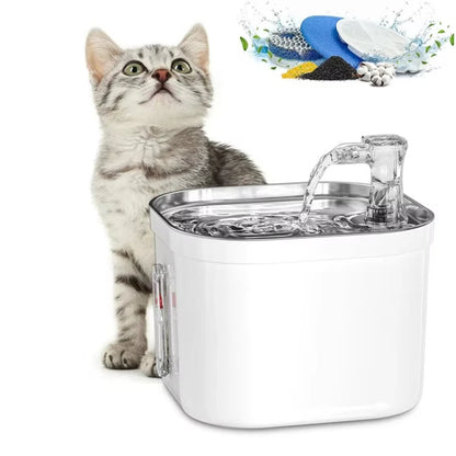 Cat Water Fountain Stainless Steel Pet Water Fountain for Cats Inside 1Filters&Ultra-Quiet Pump 2.2L/73oz Dog Pet Water Fountain