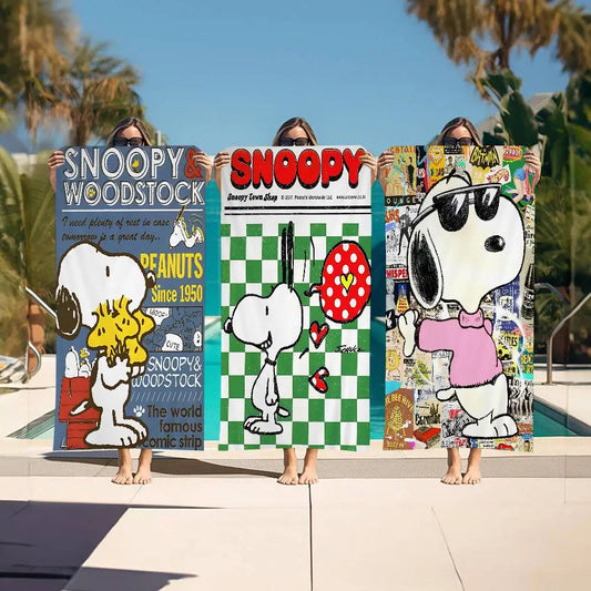 S-Snoopy Anime Cartoon Beach Towel Cute Kawaii Room Decor Bath Girls Children Hand Towels For Bathroom Shower