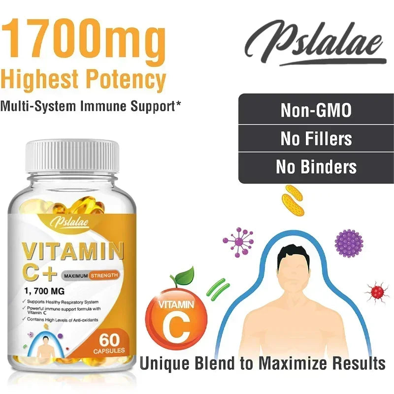 Vitamin C 1700 Mg - Powerful Immune Support, High Levels of Antioxidants with Vitamin D3, Zinc, Elderberry