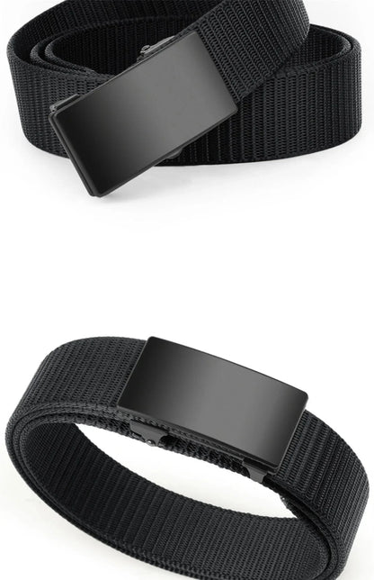 Men's Belt Outdoor Leisure Sports Belt Toothless Quick Release Automatic Buckle Quality Black Belt