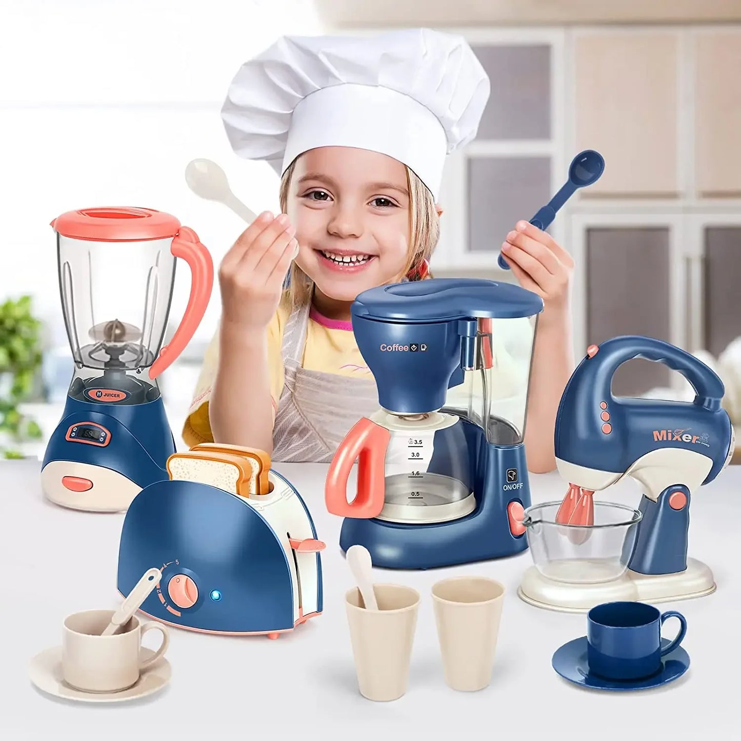 New Interactive Electric Kitchen Playset for Kids Mini Simulation Household Appliances Light Toy Gifts for Children Boys Girls