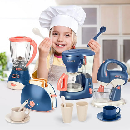 New Interactive Electric Kitchen Playset for Kids Mini Simulation Household Appliances Light Toy Gifts for Children Boys Girls
