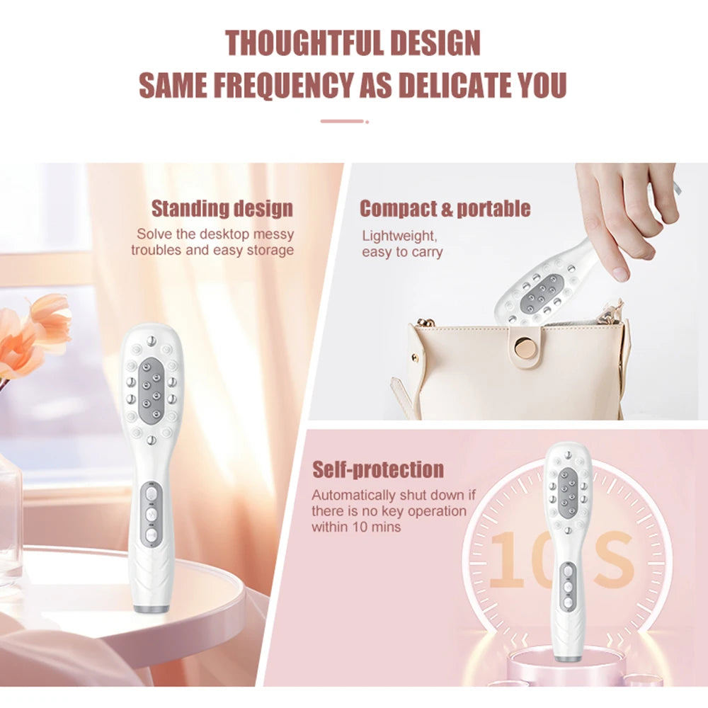 Electric Scalp Massage Comb Red Blue LED Light Therapy EMS Vibration Massage Brush Anti-Hair Loss Medicine Scalp Oil Applicator