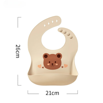 Children's Saliva Feeding Bib Cute Cartoon Baby Bib Waterproof and Adjustable Soft Silicone Bib Baby Feeding Accessories Bibs