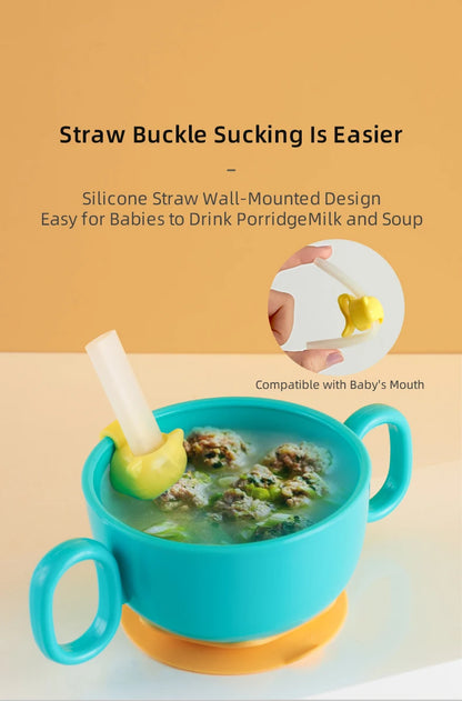 Children Tableware Baby Plastic Snack Bowl High Suction Double Handle Snack Cup Snacks Storage Box Kids Feeding Bowl