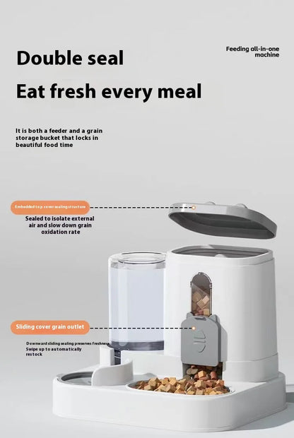 Automatic Feeder with Spill Proof Design with Water Fountain Pet Food Dispenser for Small Medium Large Cats Dogs