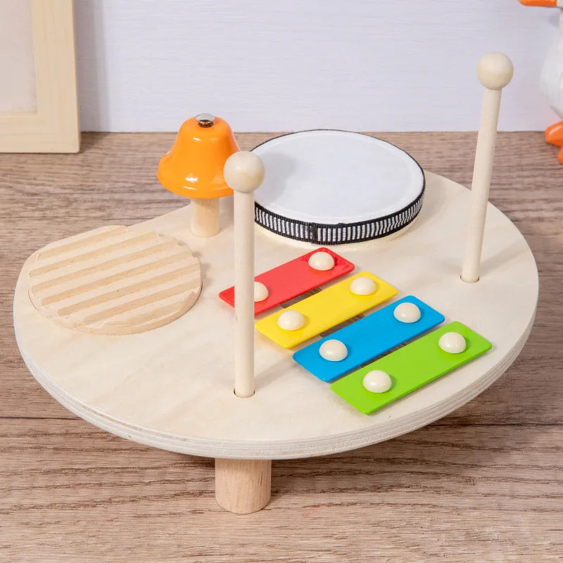 Wooden Music Toys For Babies Children's Multifunctional Music Knocking Table Early Education Kids Drum Set Music Toy Baby Gift