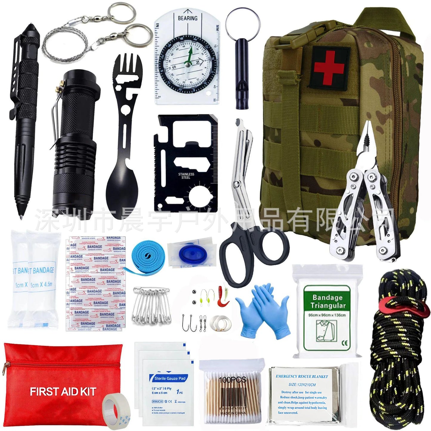 Outdoor Gear Emergency Kits Car Survival First Aid Kit Full Set Molle Camping Hiking Trauma Bag First Aid Kit Outdoor IFAK Edc