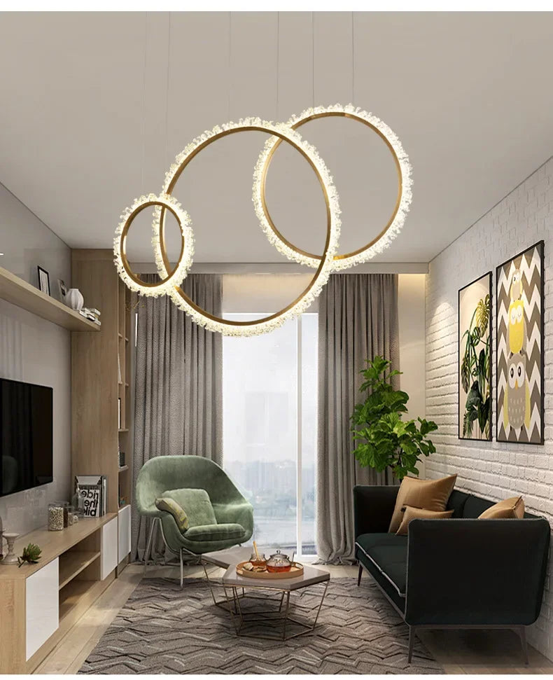 HYN Decorative Chandelier Postmodern Brass Front Desk Circular Art Reception Room Exhibition Hall Crystal Lamp
