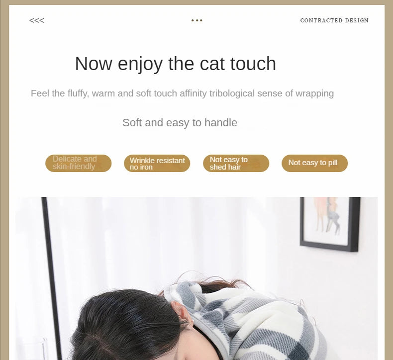 Wearable Plaid Blanket Fleece Doublelayer Blankets With Button Thicken Multifunction Winter Warm Throw Blanket For Sofa Bed