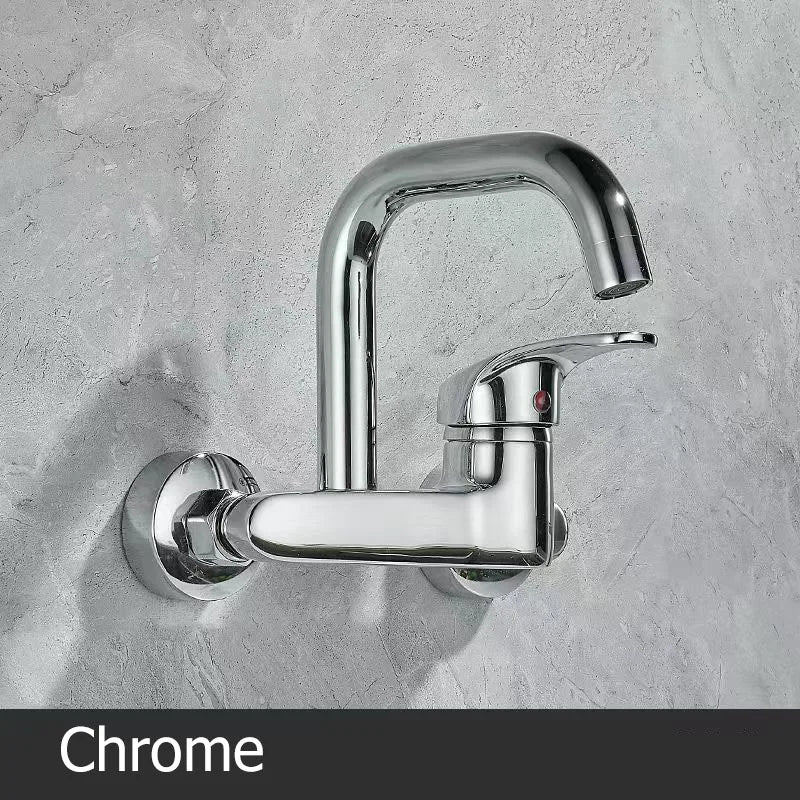 Dish sink faucet wall mounted double hole household sink sink sink sink sink wall outlet hot and cold water universal faucet