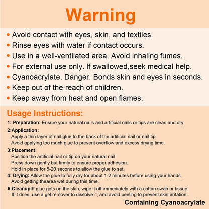 Super Strong Nail Glue For Press On False Nail Tips, Acrylic Fake Nails,Long-lasting Adhesion, Rhinestone Glue With Fast Drying