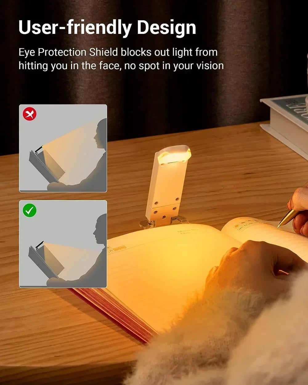Book Light LED USB Rechargeable Reading Light Eye Protection Night Light Portable Clip Desk Light Bookmark Read Light