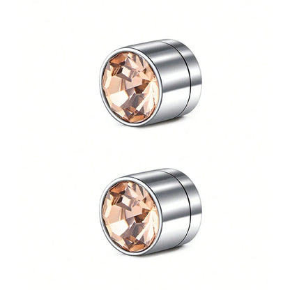 2Pcs CZ Dia 3-5mm Faux Non Pierced Ear Ring Ear Cuff Stainless Steel Fake Ear Ring Studs  For Women Men No Piercing Body Jewelry