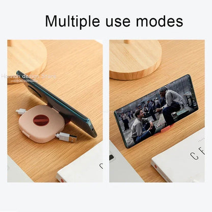 Cord Cable Winder Organizer with Phone Stand Rotate to Retract Tangle-Free Charging Cable Case Earphones USB Wires Organization