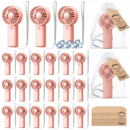 12-120PCS Portable Handheld Fan Bulk Wedding Fans for Guest Mini Handheld Fan Battery Powered Fans with Thank You Cards