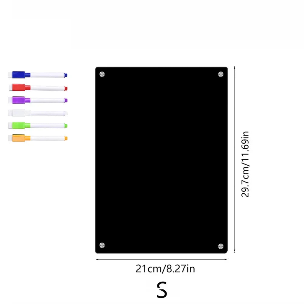 Acrylic Fridge Magnetic Blackboard Weekly Daily Calendar Memo Refrigerator Magnetic Clear Planner Dry Erase Message Board List