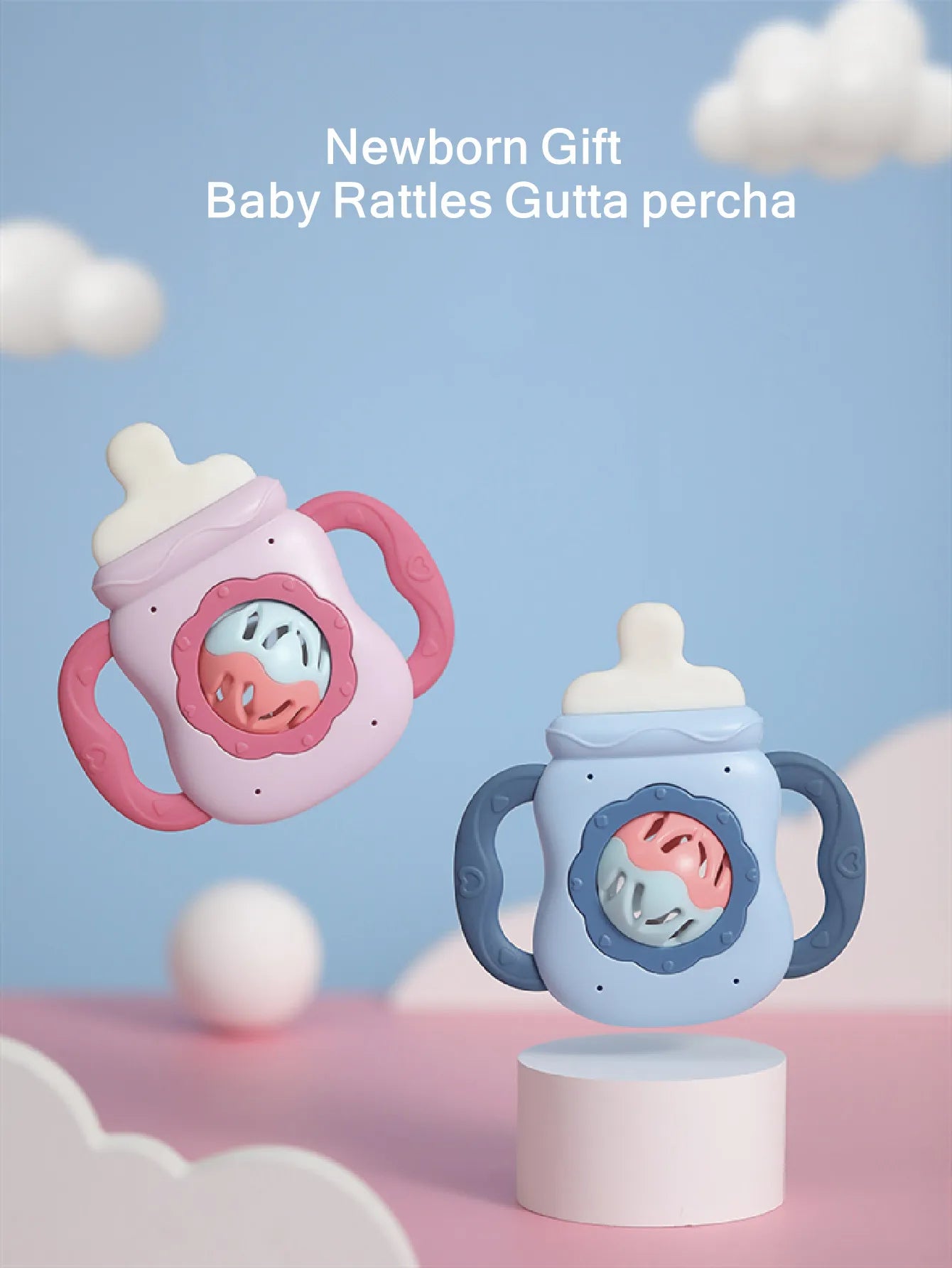 Baby Rattle Toy Milk Nursing Bottle Shaped Hand Bell Can Be Grabbed And Bitten Teether Newborn Can Bite Teether Newborn Gift
