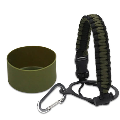 Paracord Handle For Wide Mouth Water Bottle And Silicone Sleeve Boot Compatible With Hydro Flask Tumblers Accessories