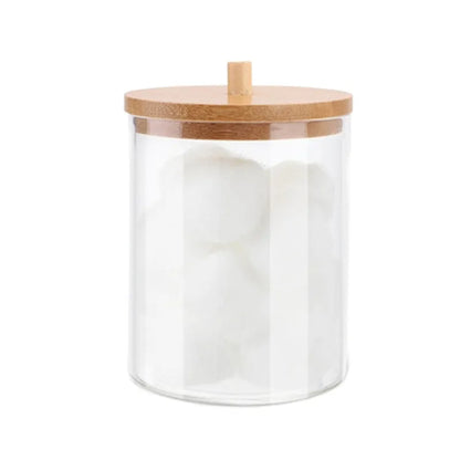 Cotton Swab Holder Bathroom Dispenser Storage Cotton Ball, Cotton Swab, Cotton Round Pads, Floss Picks - Clear Canister