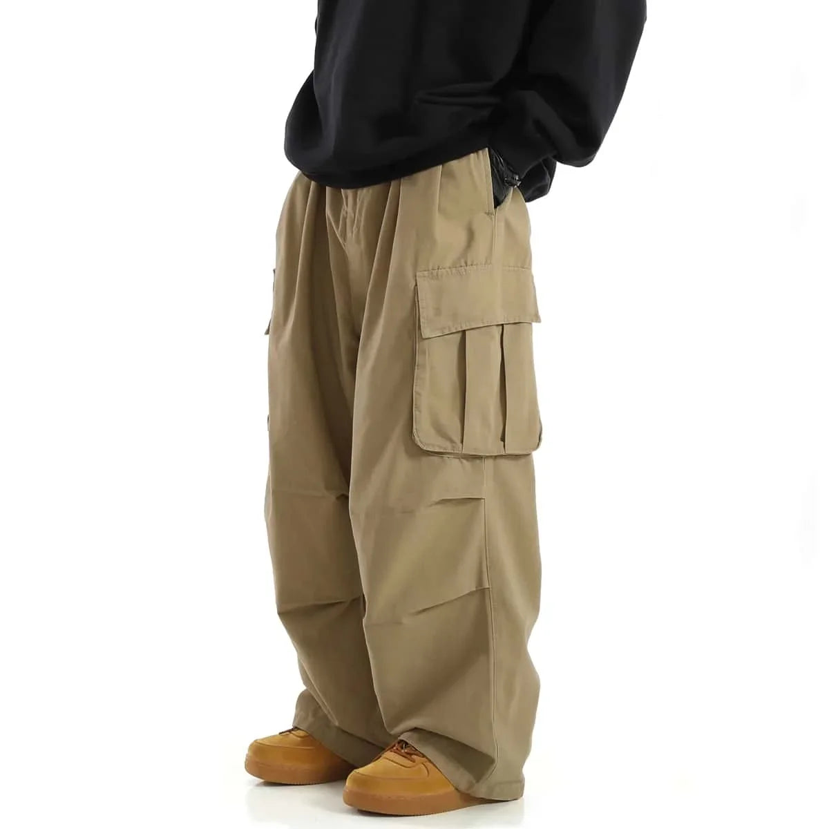Classic Design Multi Flap Pockets Cargo Pants Men's Loose Fit Drawstring Cargo Pants For Skateboarding Street Outdoor Camping