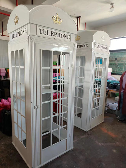 White Phone Booth with Audio Guestbook Phone London Wedding Telephone Booth for Wedding Events Decoration