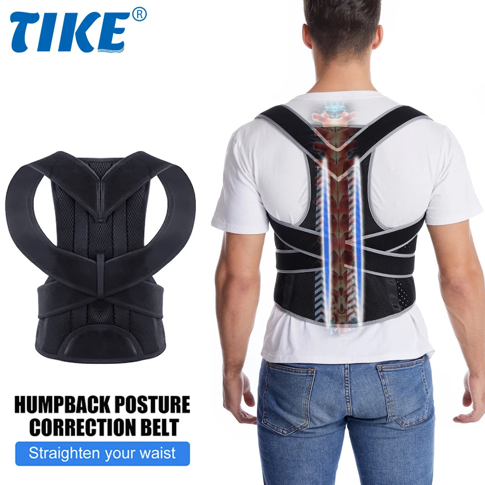 TIKE Back Brace Posture Corrector for Unisex Upper & Lower Back Pain Relief Adjustable & Fully Back Support Improve Back Posture