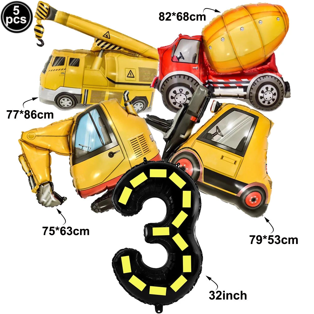 Construction Party Disposable Tableware Plates Cups Napkins Tablecloth Construction Truck Party Decor Excavator Party Favors