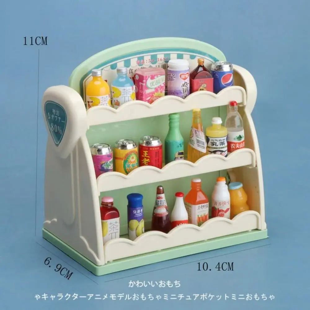 1:12 Miniature Furniture Shopping Cart Refrigerator Kitchen Shelve Mini Drink Dessert Food Dollhouse Kitchen Toy Model Gift