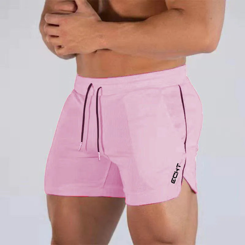 2024 New Fitness Big Muscle Man Fitness Slim Shorts Run And Train On The Beach With Pull Rope And Three Point Fitness Shorts