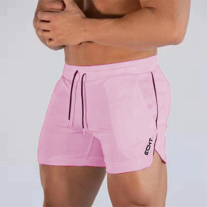 2024 New Fitness Big Muscle Man Fitness Slim Shorts Run And Train On The Beach With Pull Rope And Three Point Fitness Shorts