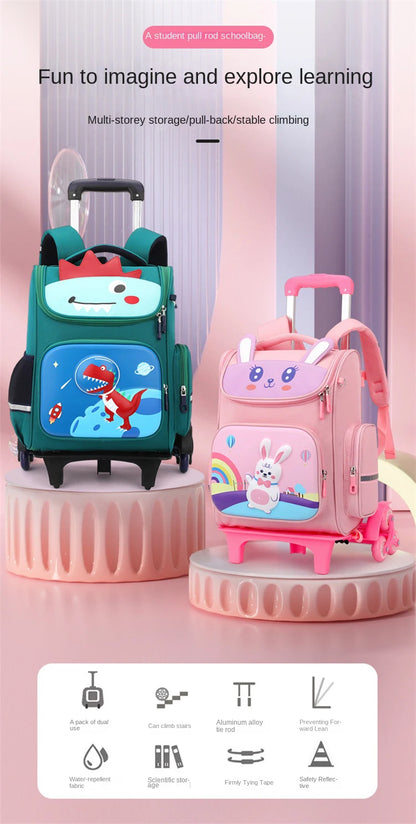 Kids Trolley Backpack For Girls Primary School Rolling Backpack for Boys School bag with Wheels School Wheeled Backpack Book Bag
