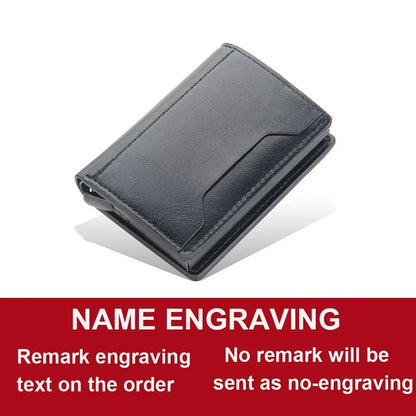 Anti Rfid Blocking Men Card Holder Case Wallets Free Name Customized Small Card Wallets Mini Wallet Qaulity Small Male Purses