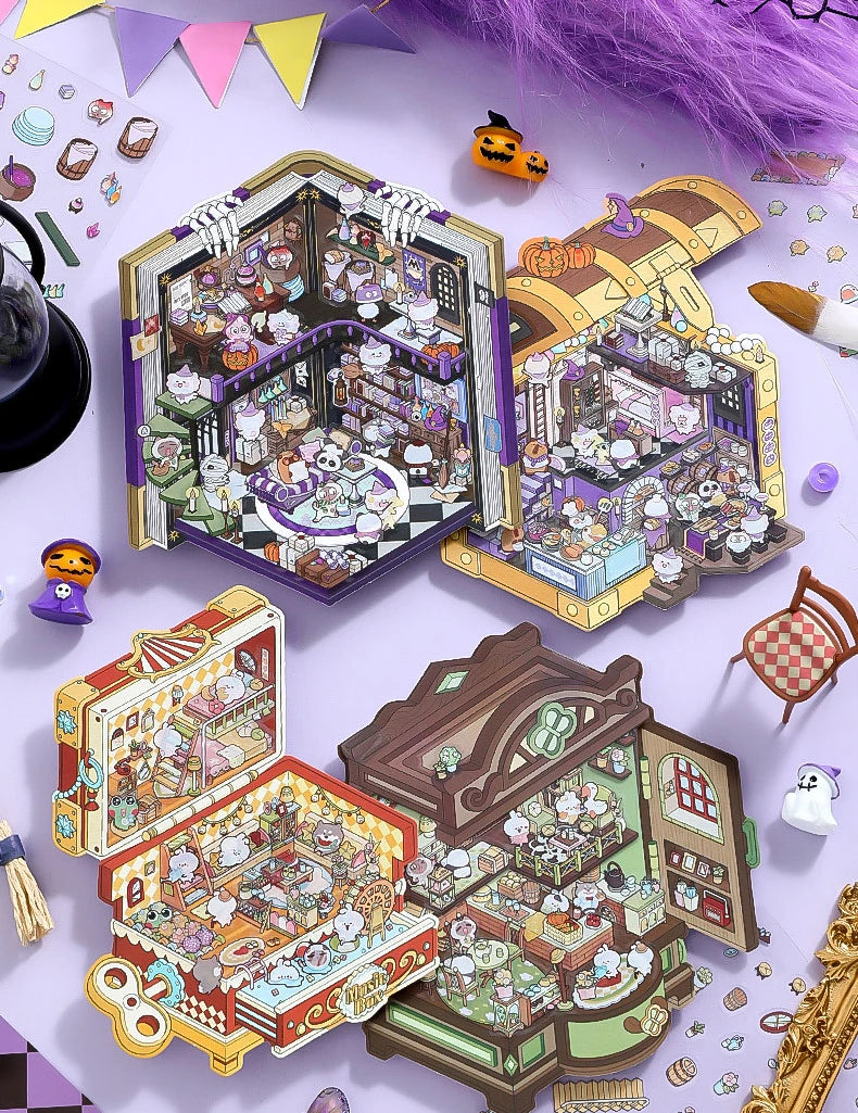 Creative Design Landscaping Sticker for Student Cute Cartoon Magic 3D Stack Scene Scrapbook Sticker Sweet Student Supplies