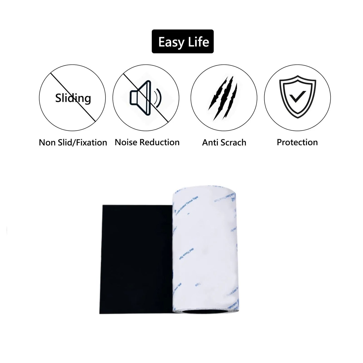 Non Slip Self Adhesive Silicone Cuttable Furniture Pads 4x40 inch - Anti-Sliding Anti-Scratch Rubber Floor Protectors