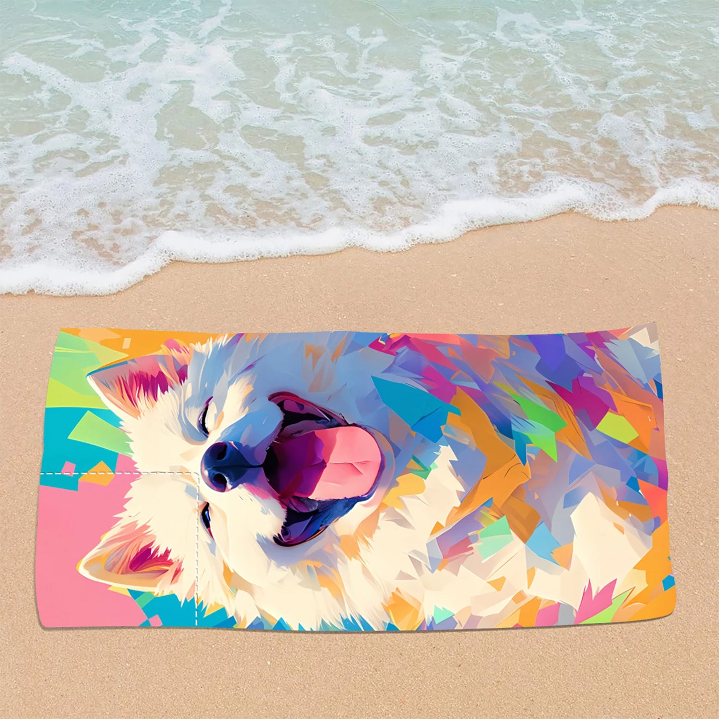 Fashion 2-in-1 Foldable Beach Towel with Integrated Bag Printed Bath Towel for Storage Portable Beach Accessory