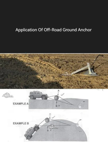 Off-road Vehicle with Electric Winch Ground Anchor Car-mounted Folding Outdoor Rescue Tool Winch Self-rescue Anchor