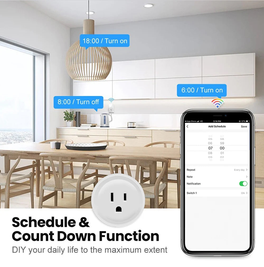 Smart Plug Zigbee/WiFi Socket US 16A With Power Monitor Timing Function APP Control Smart Home Automation Works With Alexa Z2M