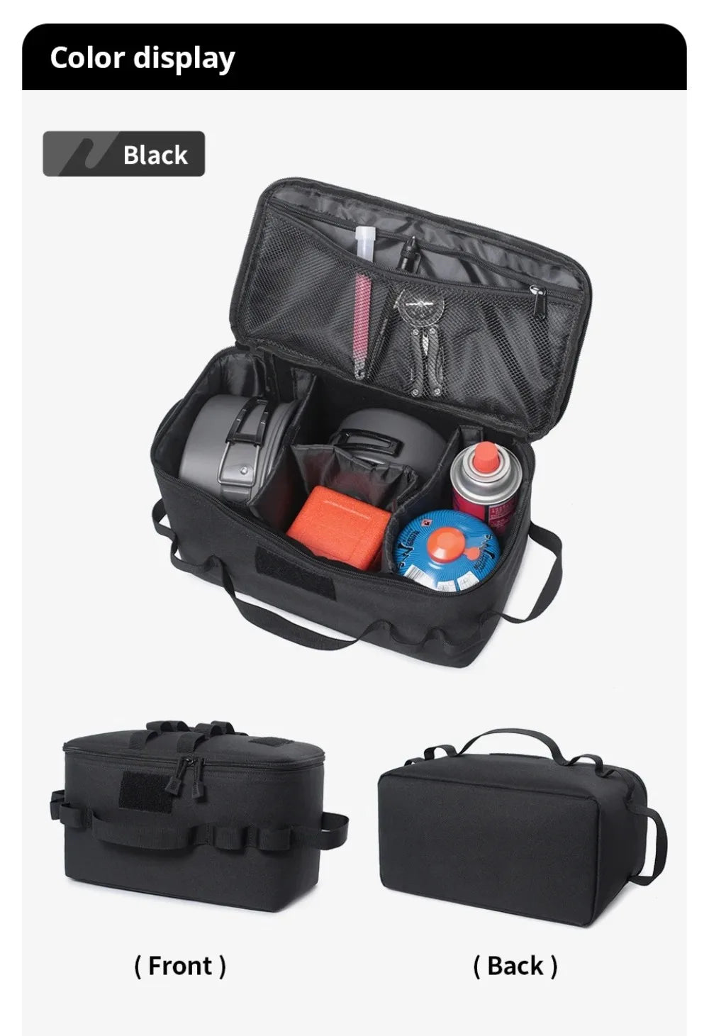 Camping Storage Bag Portable Folding Large Capacity Ground Nail Tool Bag Gas Canister Hiking Picnic Cookware Utensils Kit Bag