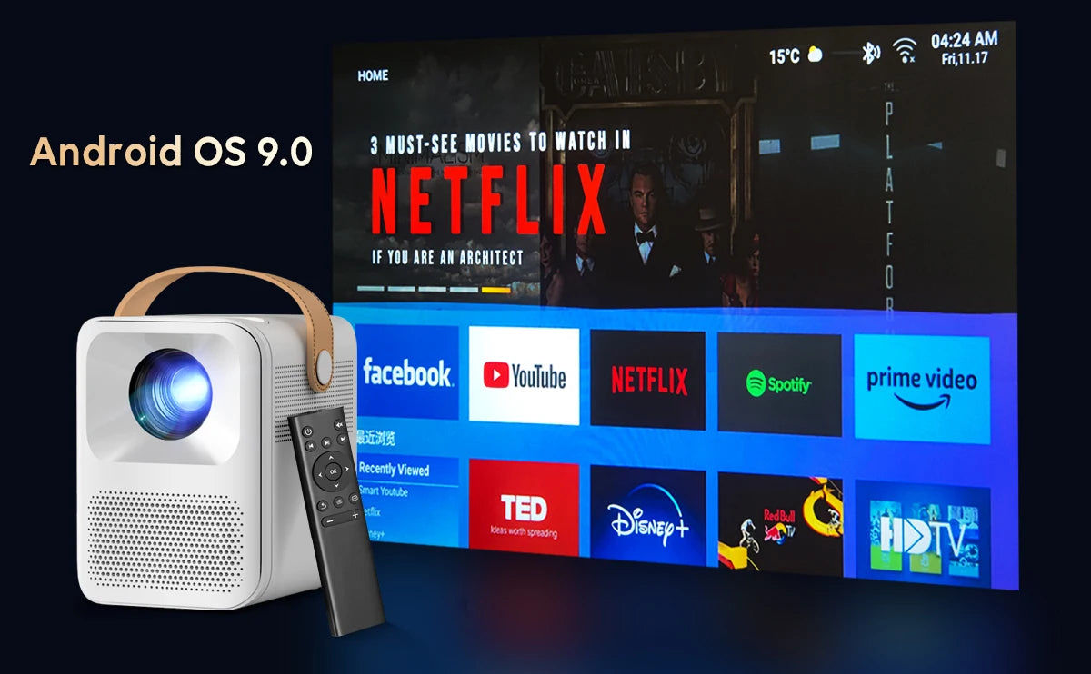 Bluetooth Support Mobile Phone Home Theater Projector Bluetooth Mini 4k Android 9 Projector