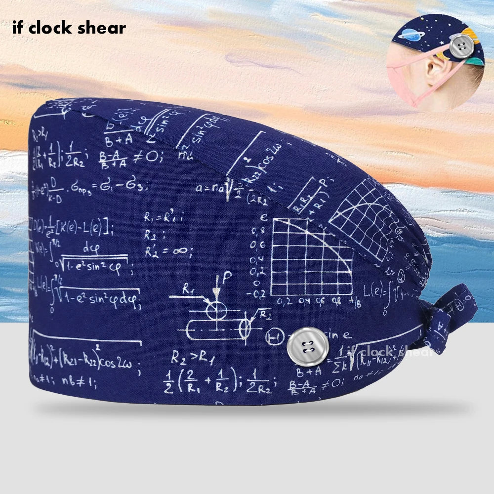 Printing Clinic Pharmacy Work Hat Dentistry Operating Room Doctor Scrubs Hats Adjustable Medical Nurse Accessories Surgical Caps