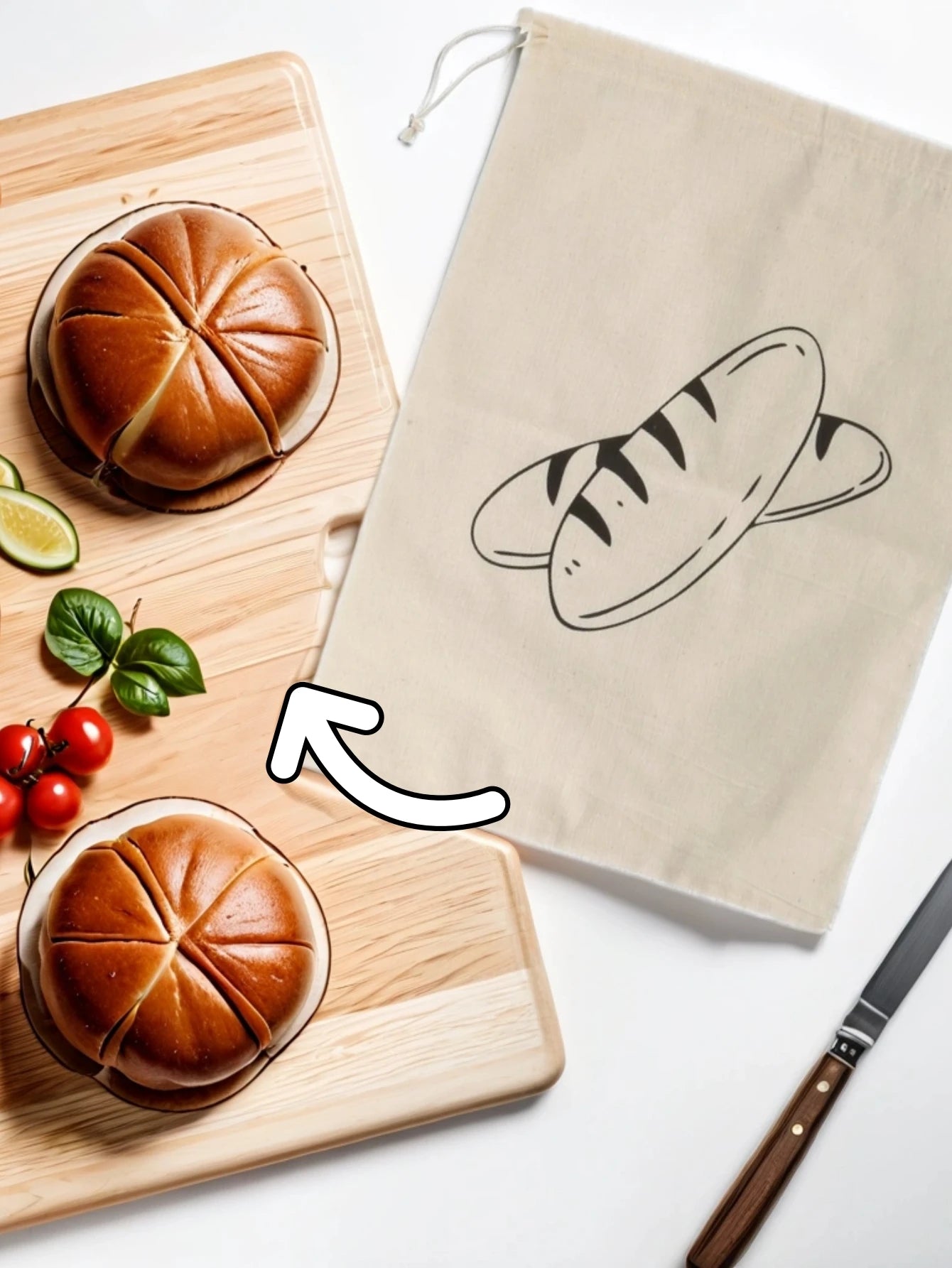 1Pc Bread Bag Linen Bread Bags for Homemade Bread Container Unbleached & Reusable Bread Storage, Natural Large Storage for Artis