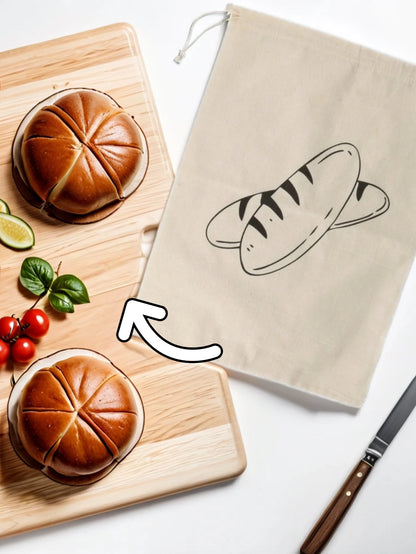 1Pc Bread Bag Linen Bread Bags for Homemade Bread Container Unbleached & Reusable Bread Storage, Natural Large Storage for Artis