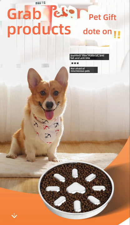 Stainless Steel Slow  steel slow food bowl for dogs, feeding basin for cats, anti choking and anti overturning bowl Pet supplies